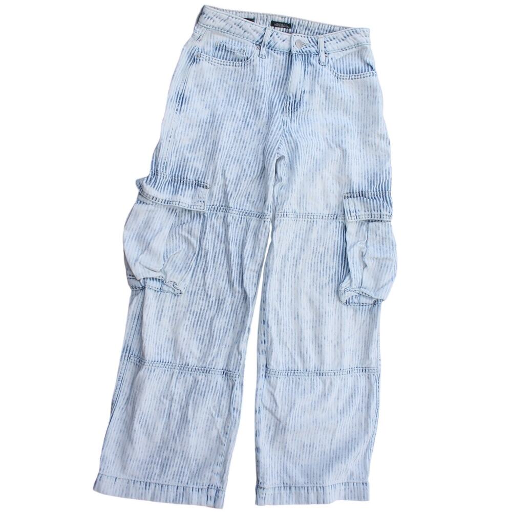 y2k Wild Fable Mid Rise Baggy Cargo Jeans- Light Blue Stripes- 4/R